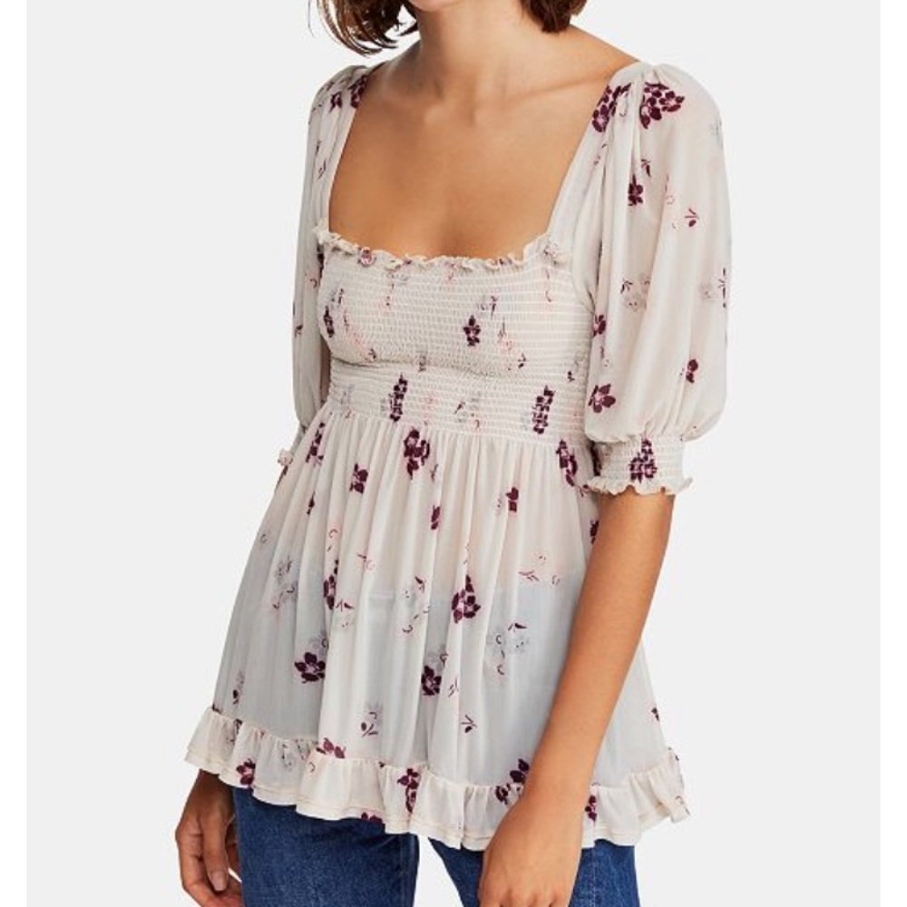 Free People Delta Dawn Smocked Top NWOT